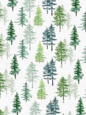 Baby Blanket with Watercolor Green Pine Trees Pattern NWT